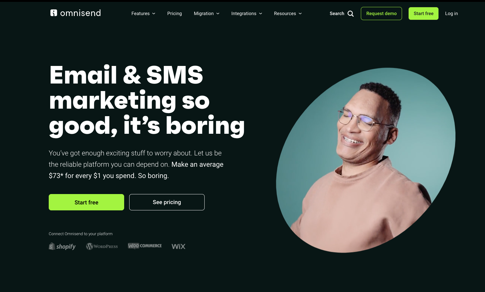 Omnisend homepage.